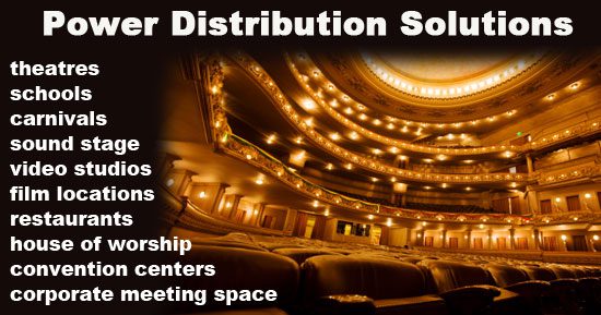 Stage Pin connectors, power distribution equipment and emergency transfer systems for the entertainment industry.