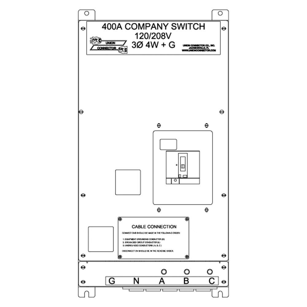 PosiLok™ Receptacle Panel 400 Amp Union Connector